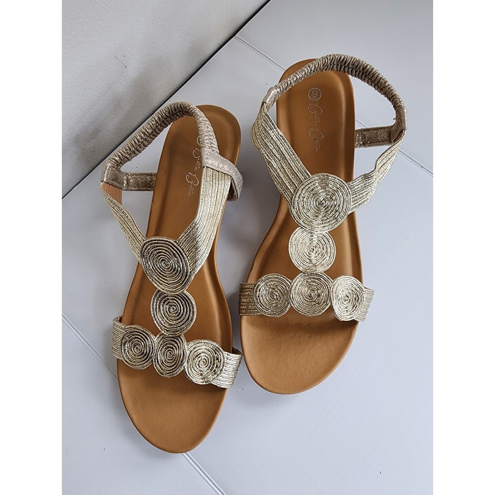 Womens Boho Statement Slingback Wedge Sandals Size 9 Resort Chic Summer Glam